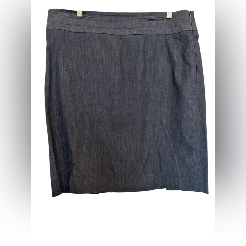 Ann Taylor LOFT Pencil Skirt Dark Blue Side Zip Double Back Vent Womens Size 14